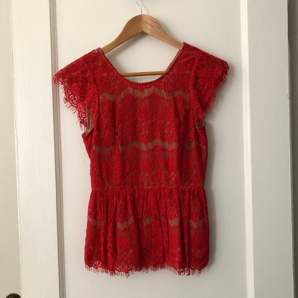 Antropologie Meave Lace Peplum Top (XSP)